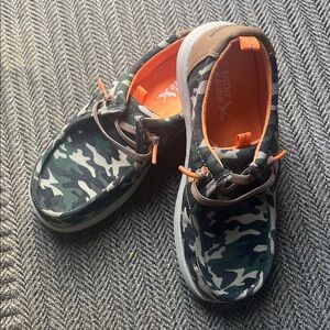 Eddie Bauer Kids Camo Slip-On Sneakers with Orange Liner